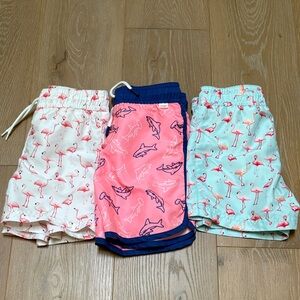Janie and Jack, Cat & Jack Size 5 Set of Three Patterned Swim Shorts.